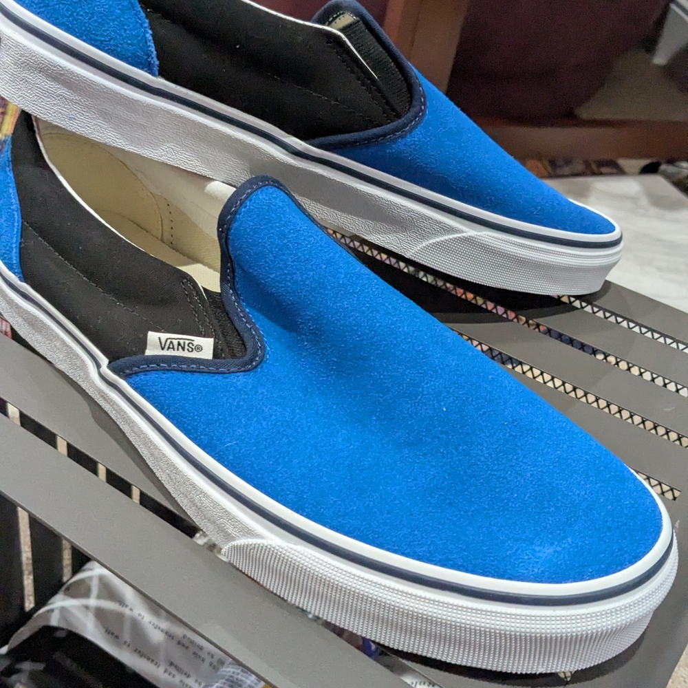 Vans Royal Blue and Black Slip-On Sneakers - Picture 2 of 5